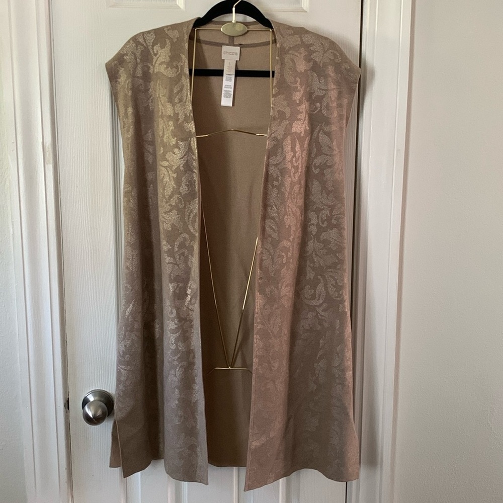 Chico's Tan Long Cardigan Size 1 #390